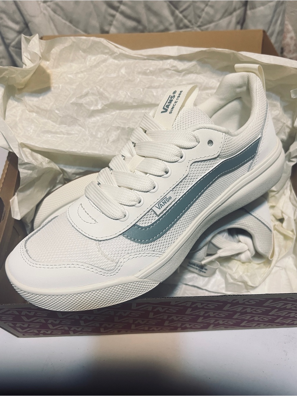 Vans Range EXP Chunky Lace Citadel White Blue Sneakers Mens 8 Womens 9.5 NIB